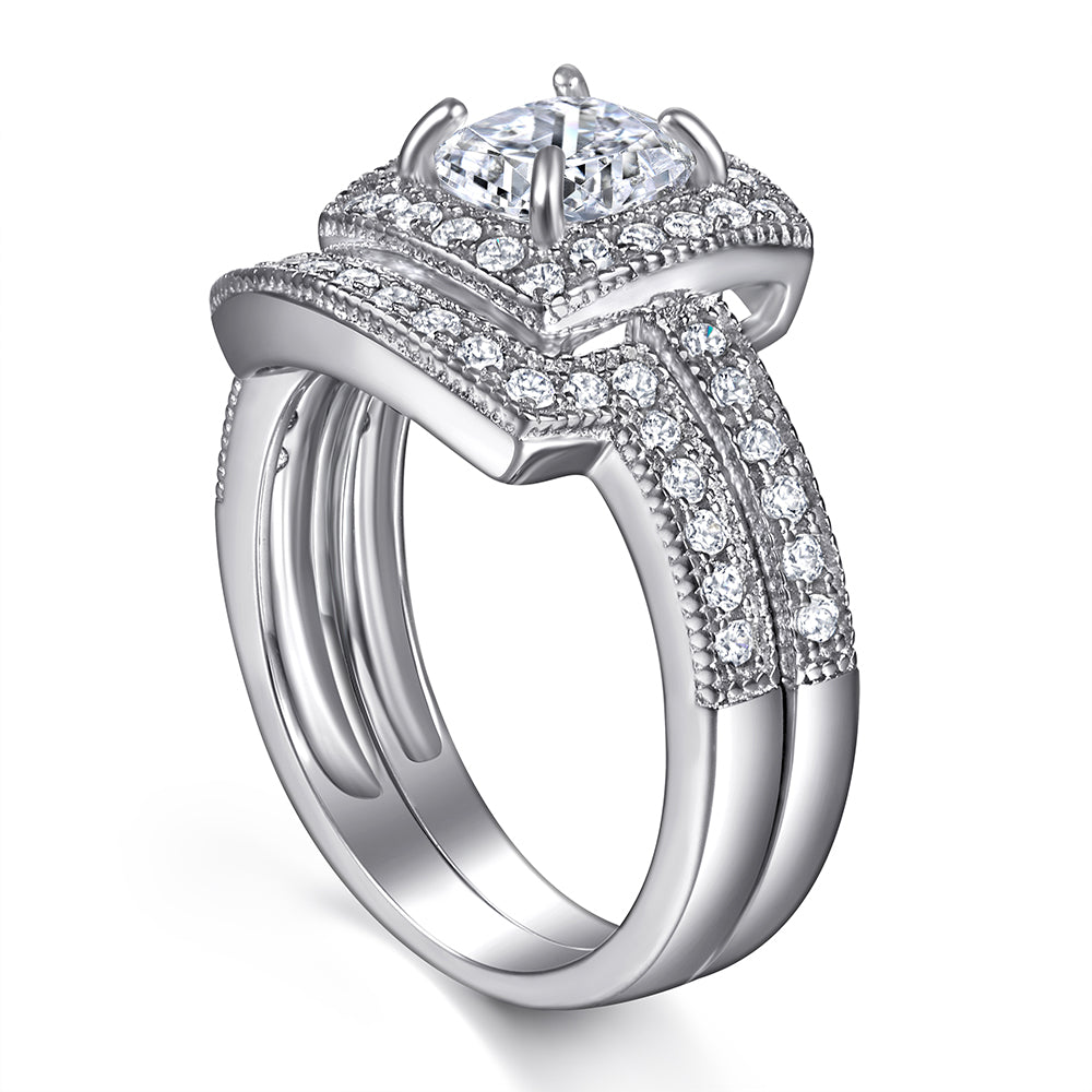 The Violet - Silver Wedding Ring Set