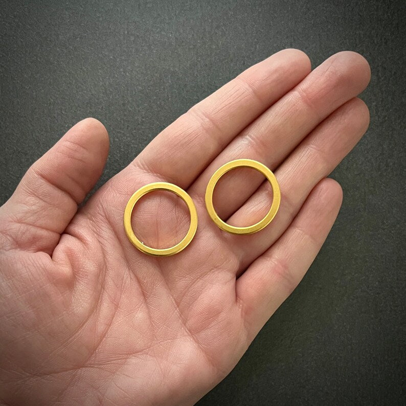 Gold Circle Post Earrings, Hoop, Large Studs, Simple Everyday Jewelry, JohnnyGirl