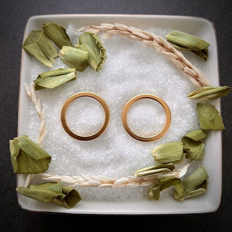 Gold Circle Post Earrings, Hoop, Large Studs, Simple Everyday Jewelry, JohnnyGirl