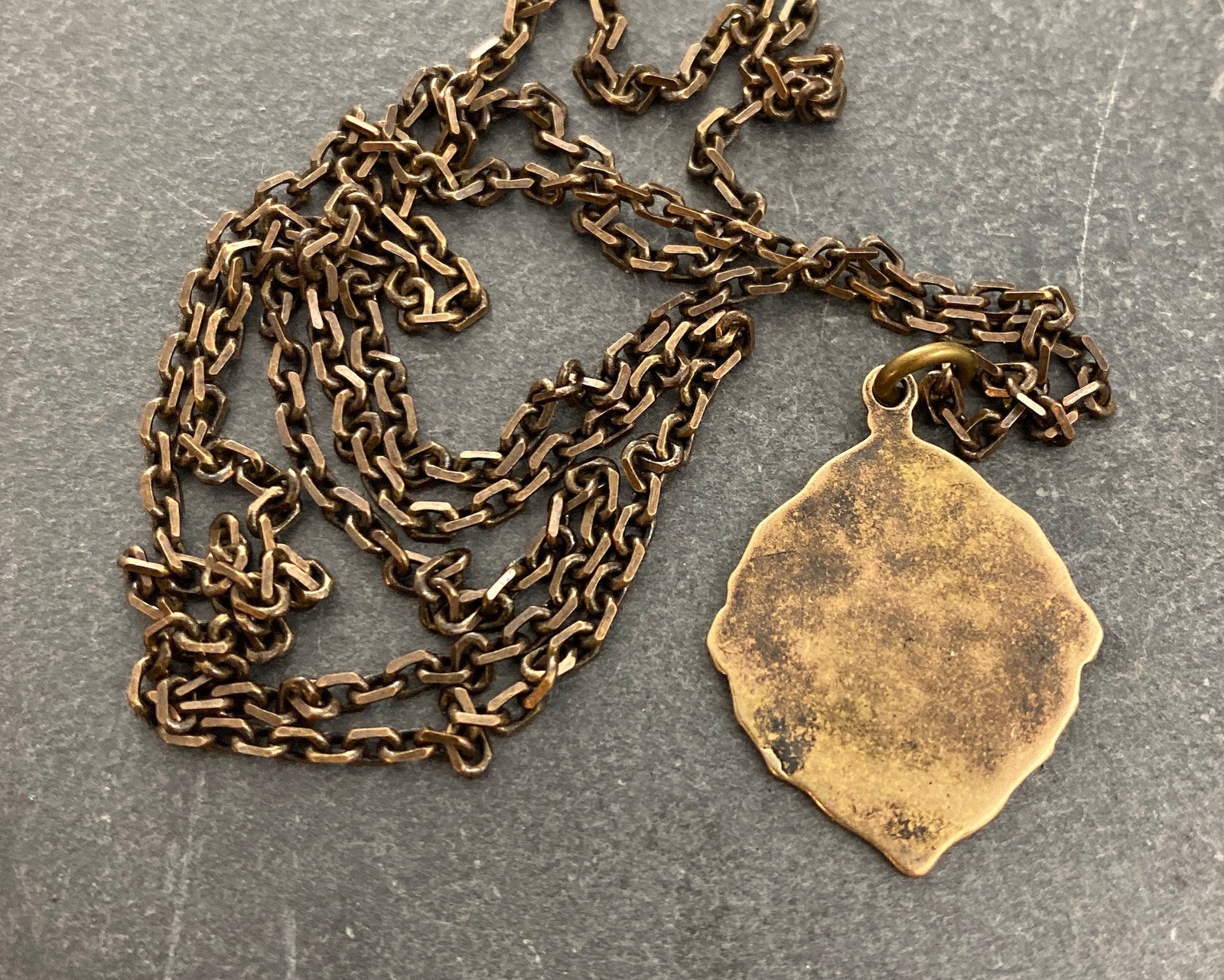 St. Christopher Antiqued Brass Men's Necklace, Johnny LTD featuring a Vintage Catholic Medal, Unisex Necklace, BR-023