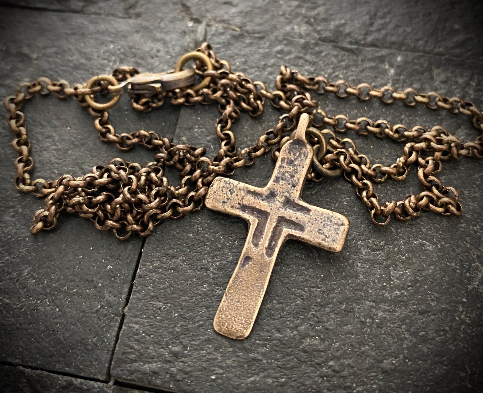 Brass Cross Pendant And Necklace