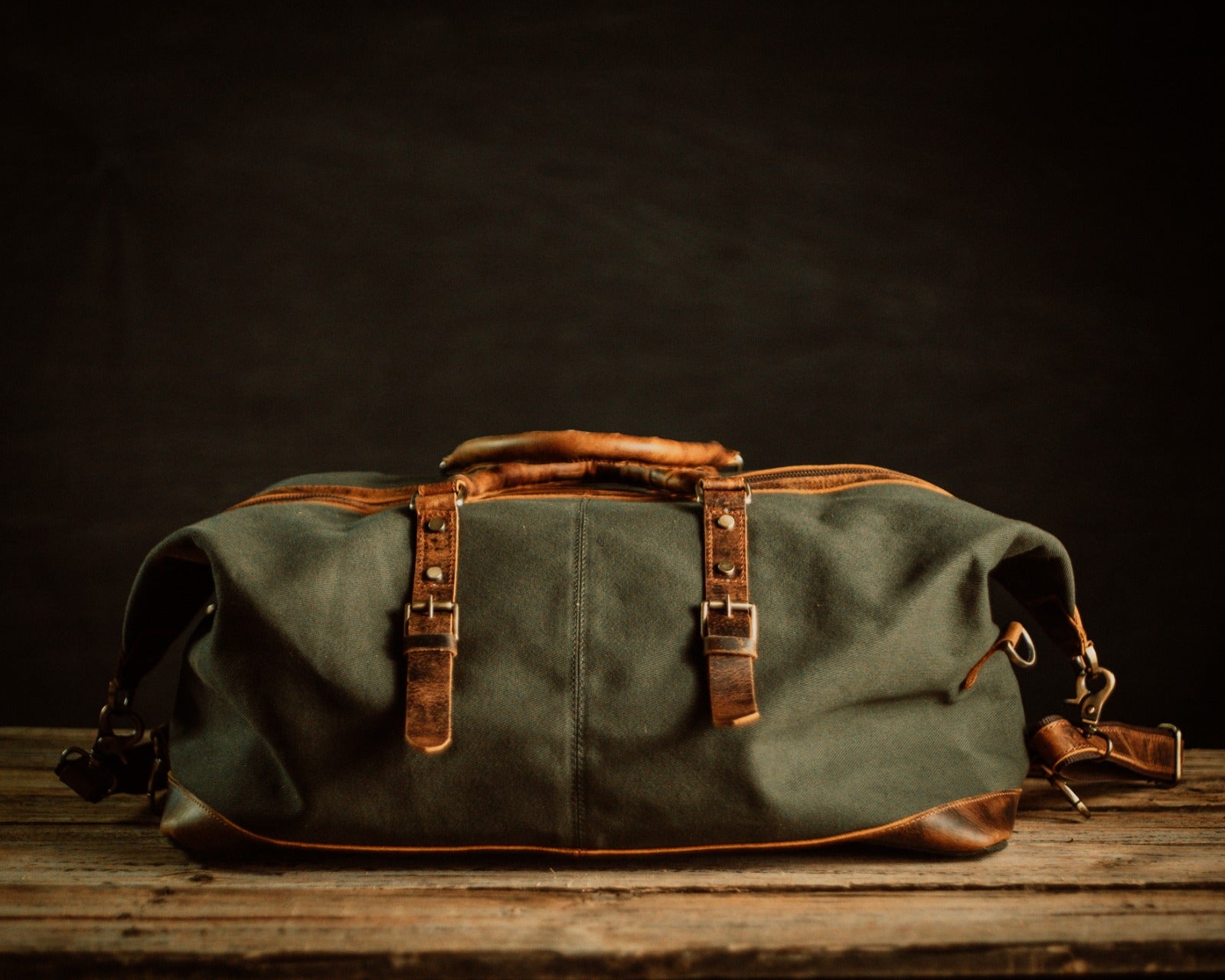 waxed canvas leather duffle bag