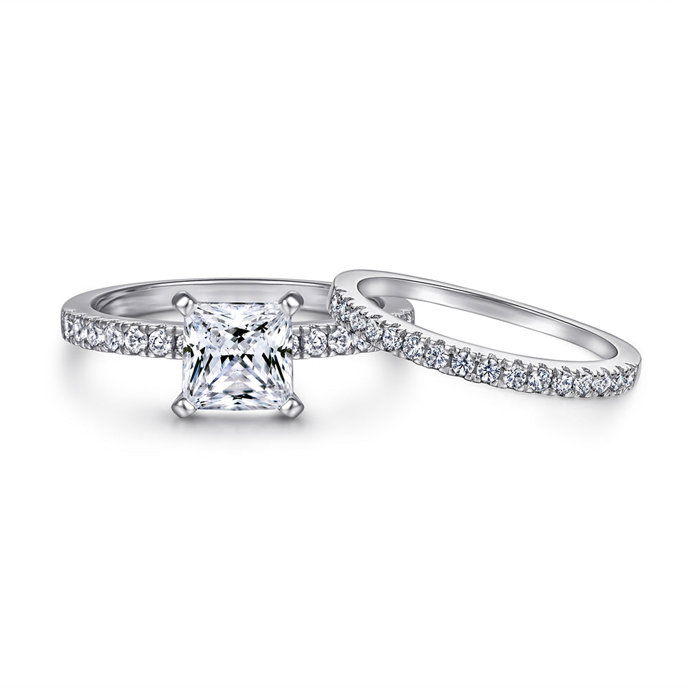 silver cz womens engagement ring