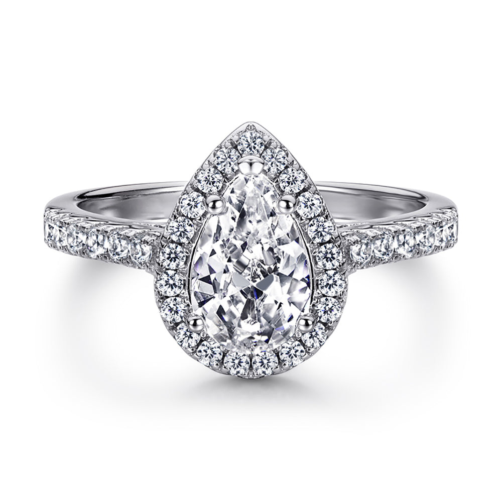 pear cut cz engagement ring