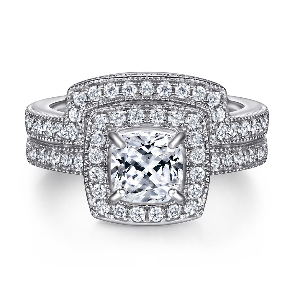 The Violet - Silver Wedding Ring Set