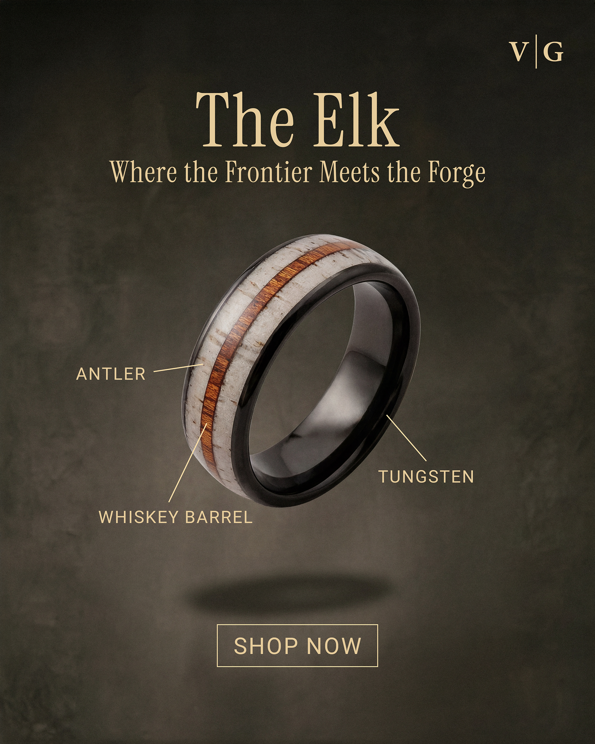 whiskey barrel and elk anter ring