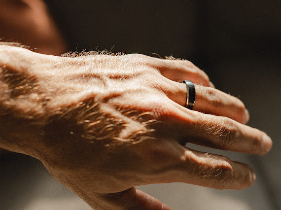 Black and silver titanium ring