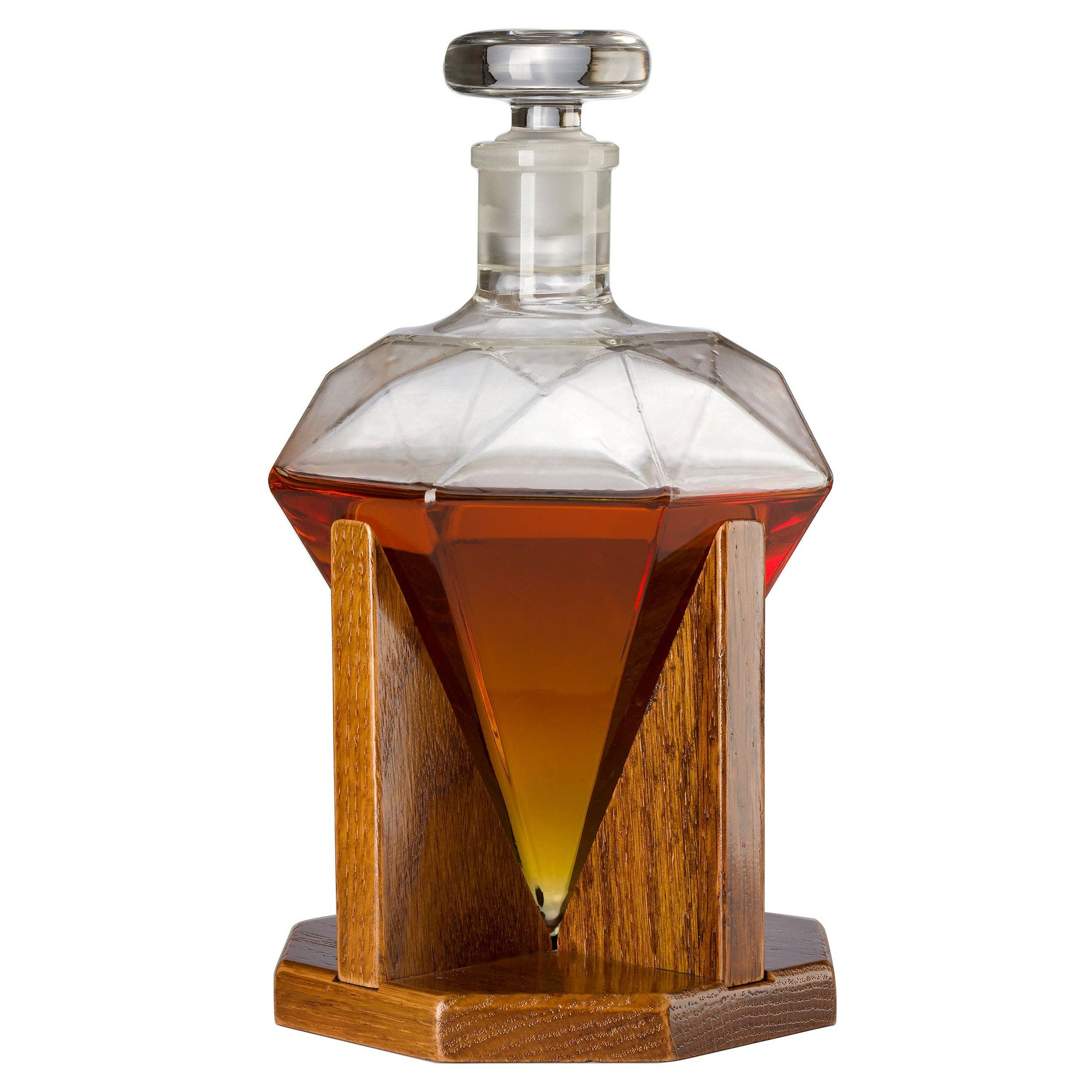Diamond Whisky Decanter with Mahogany Wooden Base