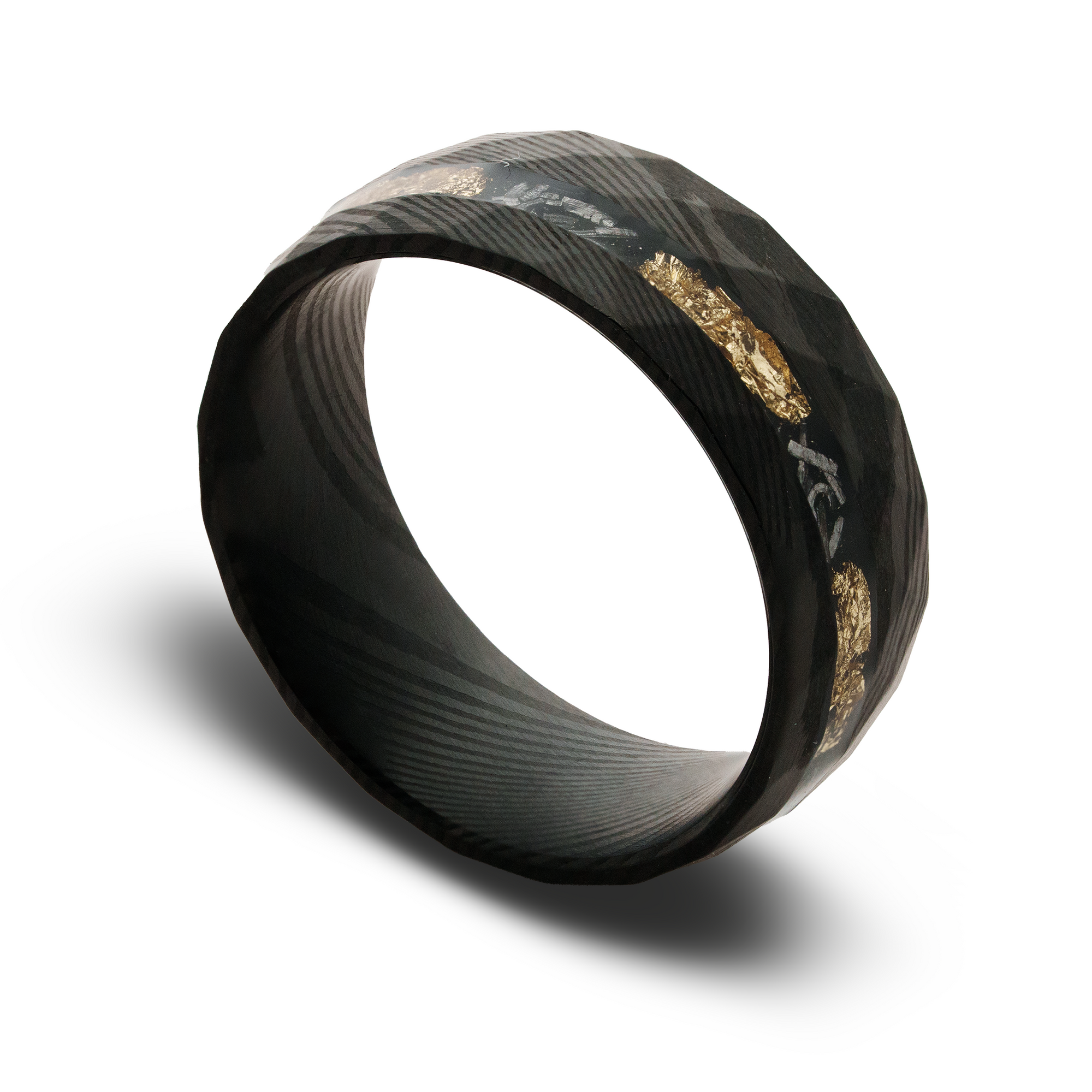Black Damascus and meteorite ring