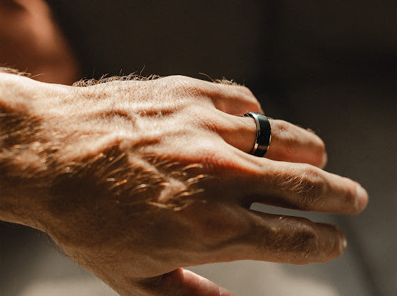 Black and silver titanium ring