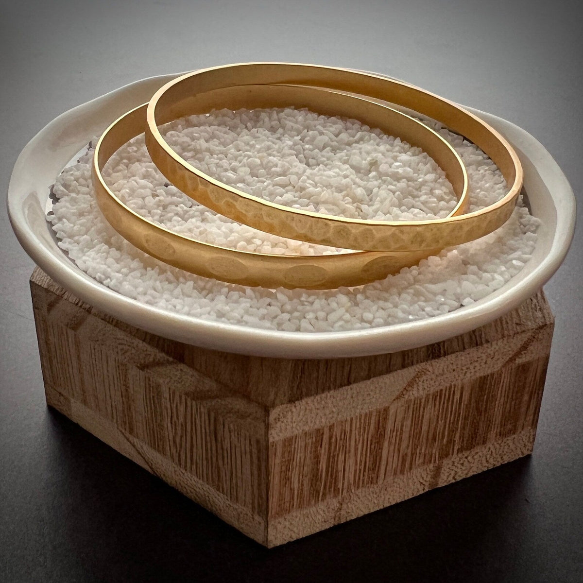 Double Bangle, Gold Textured Bracelet Set, JohnnyGirl Jewelry, B-0001