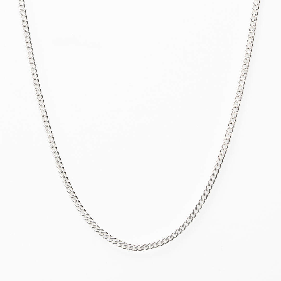 Solid silver cuban chain necklace 