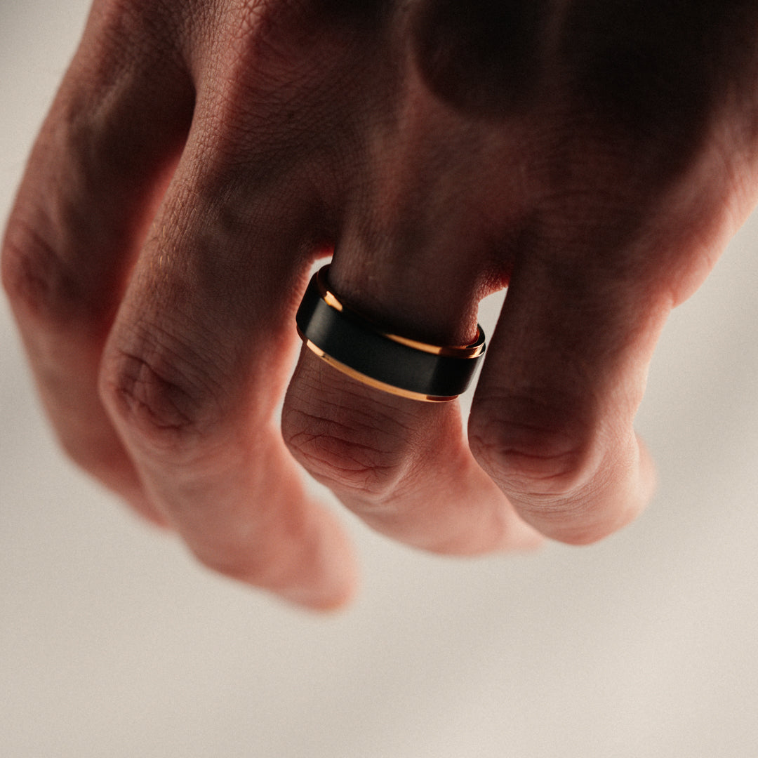Black and gold titanium ring