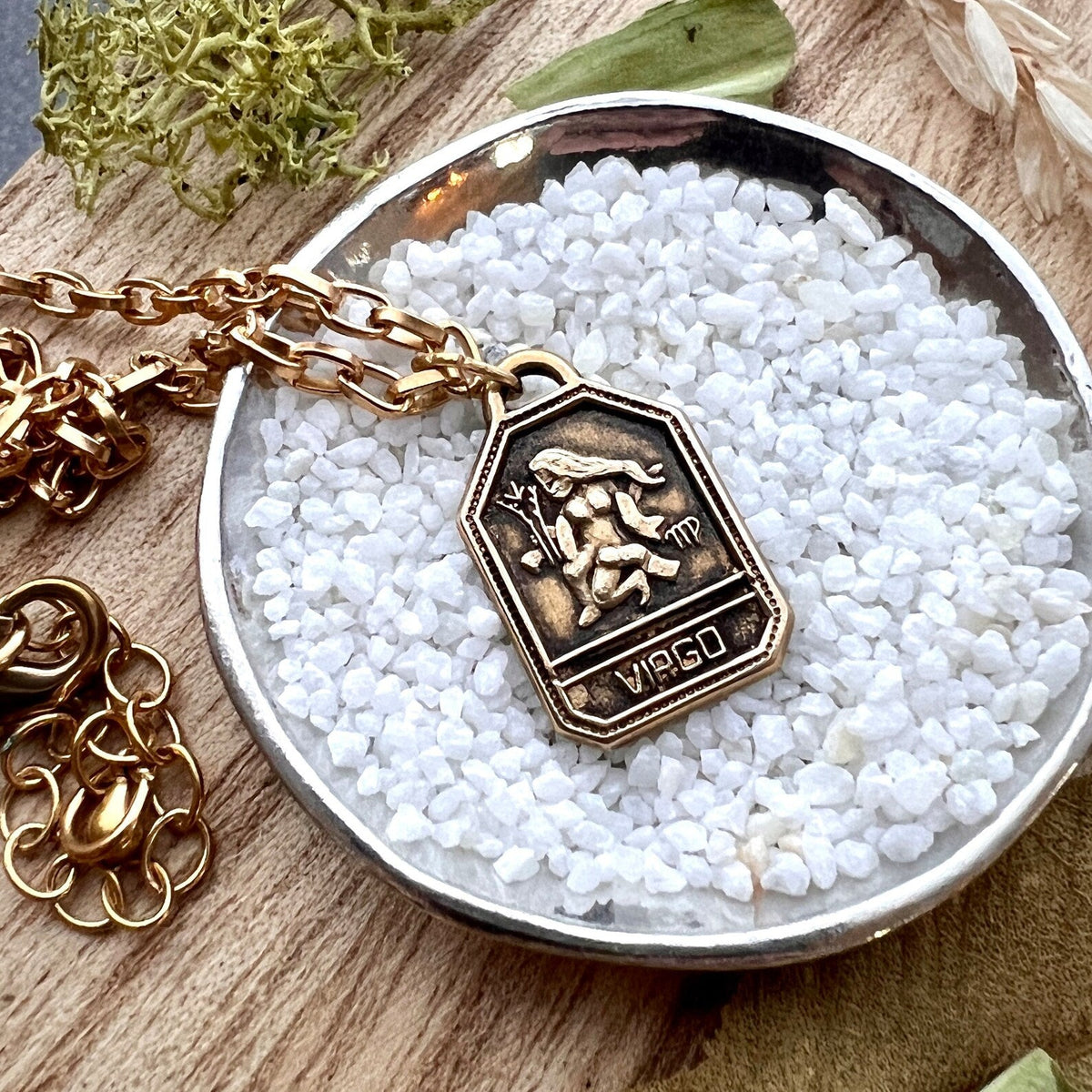 Gold Zodiac Women&#39;s Necklace, 16, 17, 18 inch, Astrology Celestial Brass Jewelry, Johnny Girl, GBR-0005