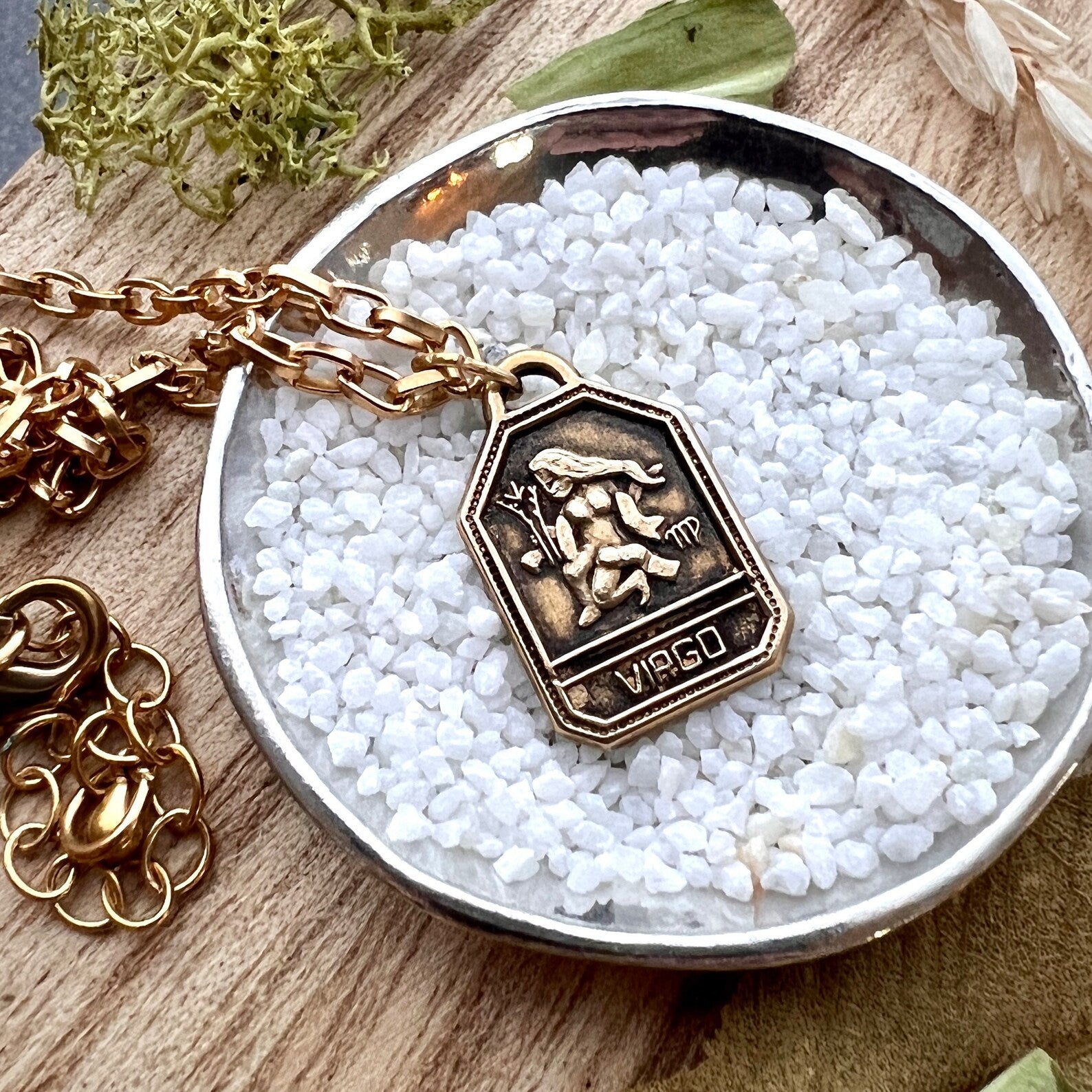 Gold Zodiac Women's Necklace, 16, 17, 18 inch, Astrology Celestial Brass Jewelry, Johnny Girl, GBR-0005