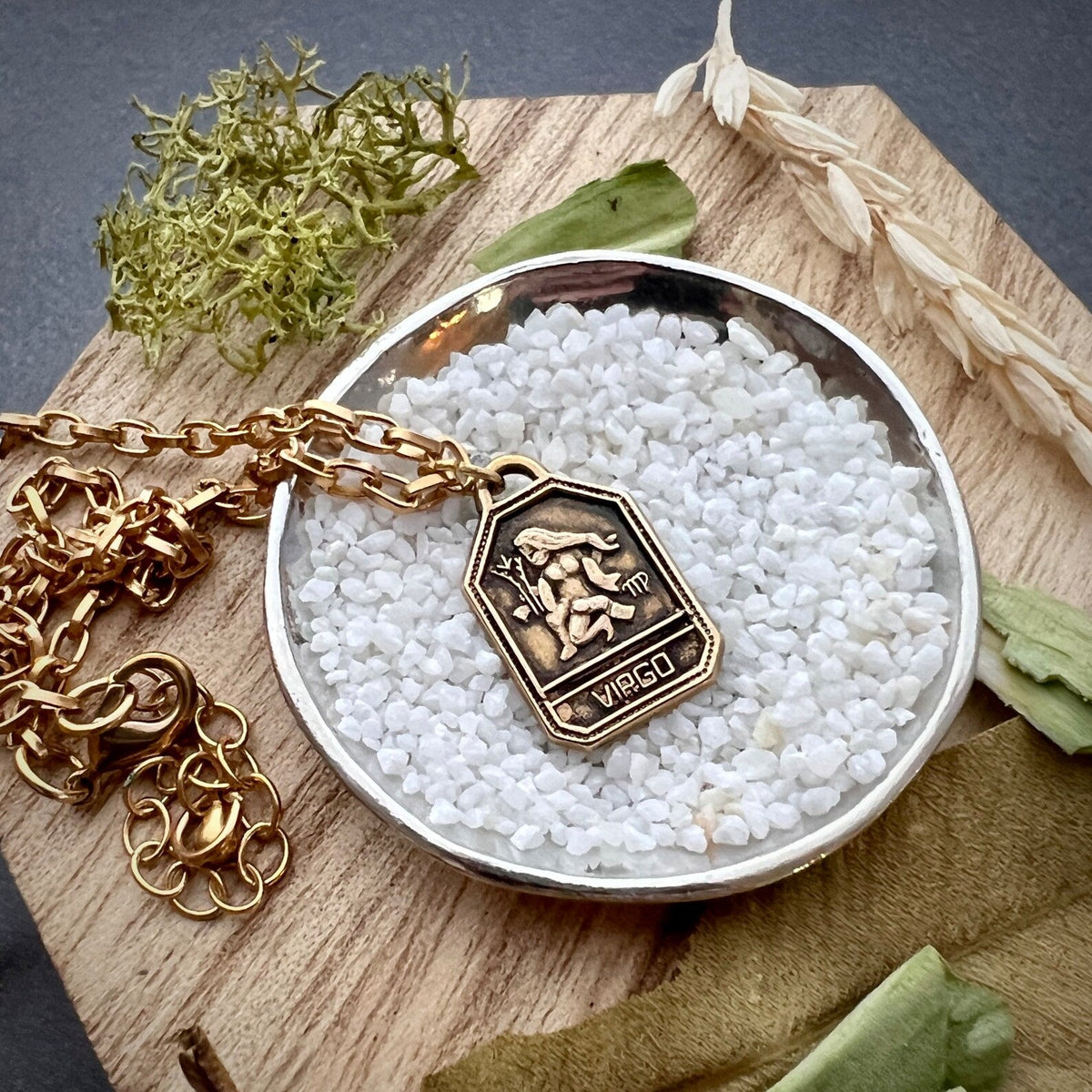 Gold Zodiac Women&#39;s Necklace, 16, 17, 18 inch, Astrology Celestial Brass Jewelry, Johnny Girl, GBR-0005