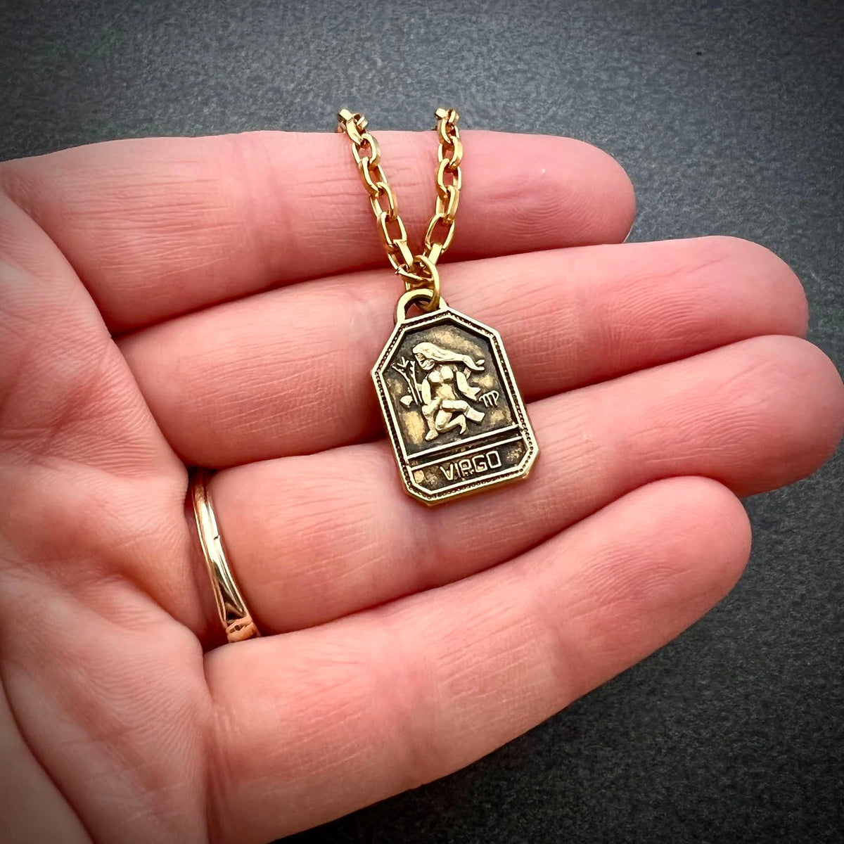 Gold Zodiac Women&#39;s Necklace, 16, 17, 18 inch, Astrology Celestial Brass Jewelry, Johnny Girl, GBR-0005