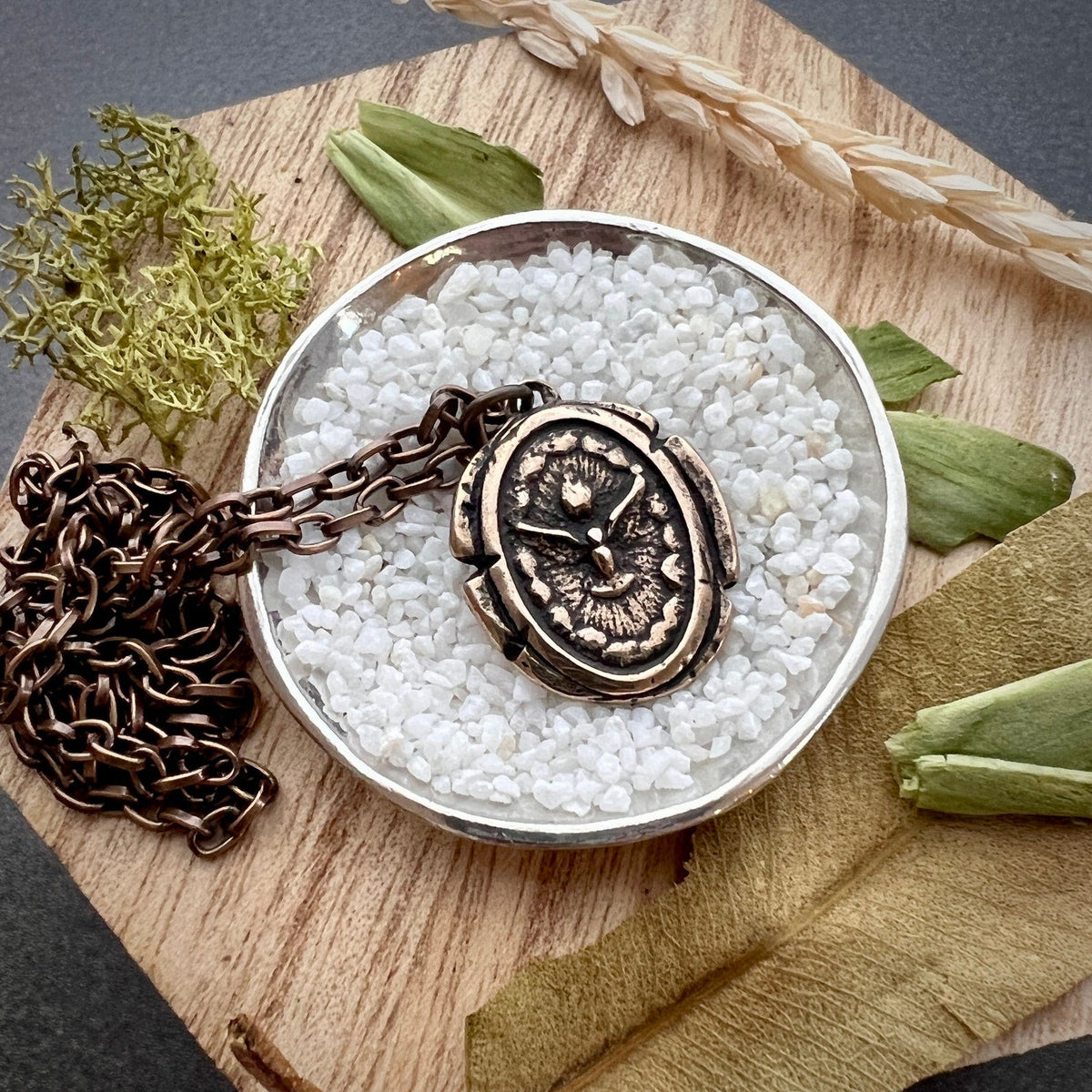 Dove Necklace, Antiqued Bronze Holy Spirit Catholic Wax Seal, JohnnyGirl, GBR-008