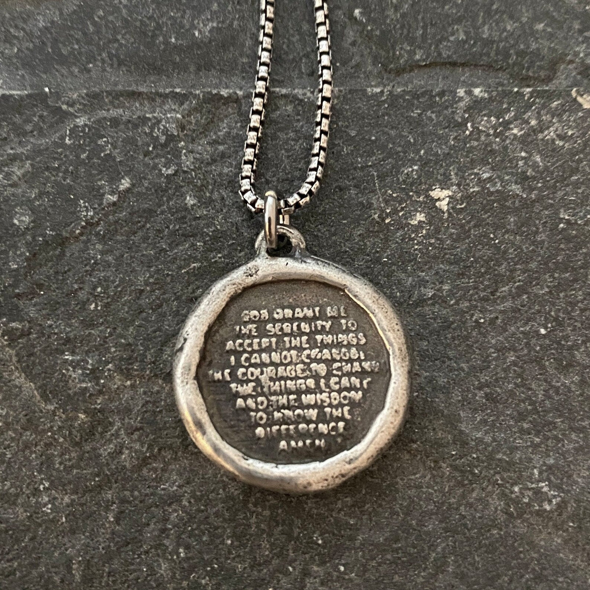NOW in Sterling Silver - Serenity Prayer Necklace, Men&#39;s Soldered Pendant with Cross, Unisex Jewelry Gift, Faith, SS-018