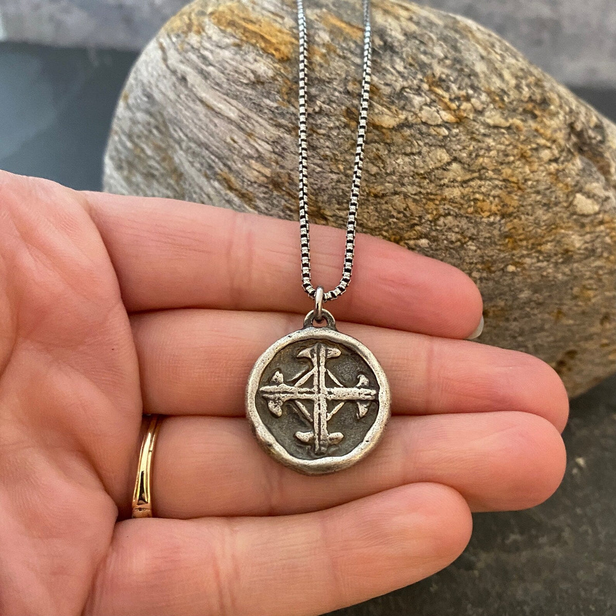 NOW in Sterling Silver - Serenity Prayer Necklace, Men&#39;s Soldered Pendant with Cross, Unisex Jewelry Gift, Faith, SS-018