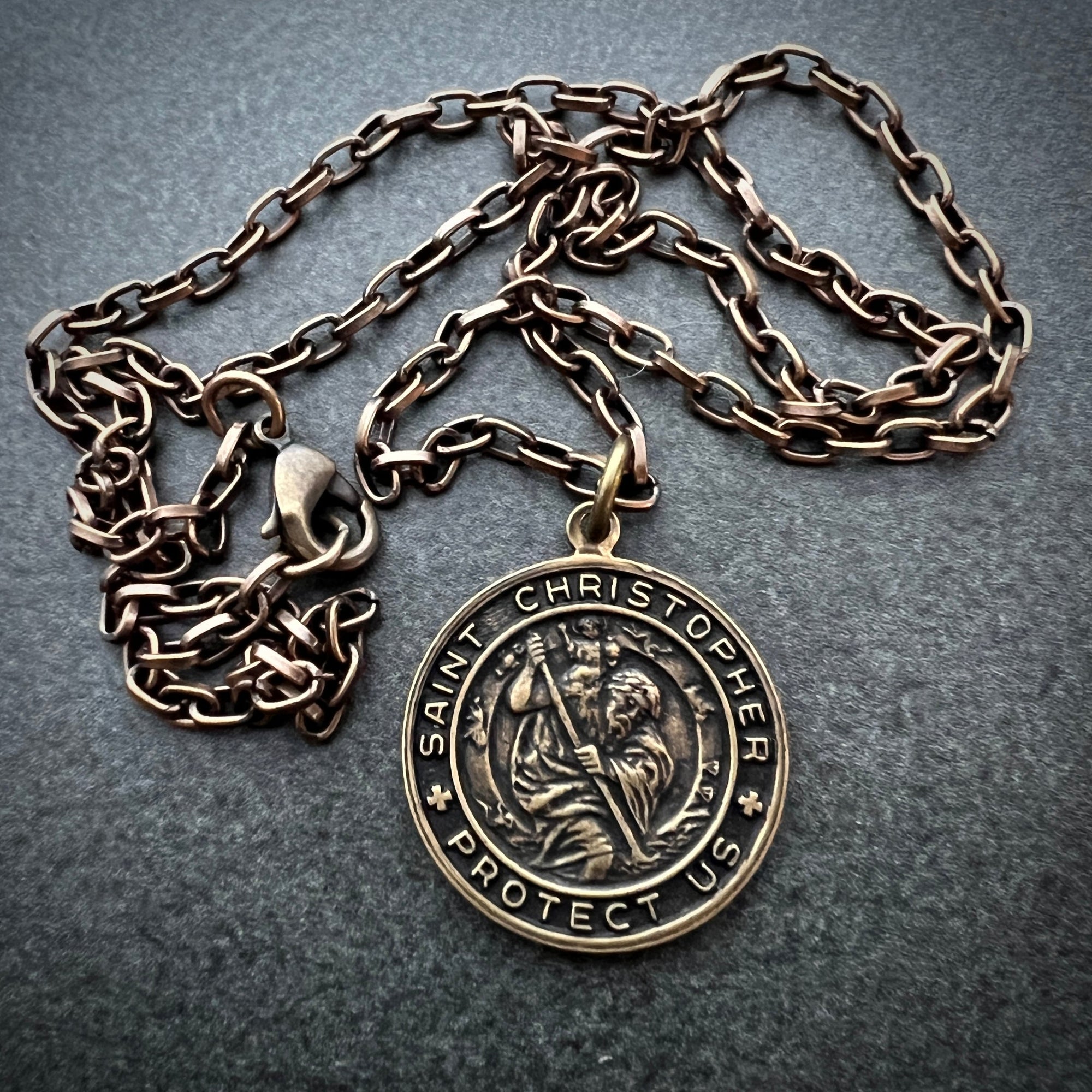 Men's Necklace Christopher, Patron of Travelers, Protect Us