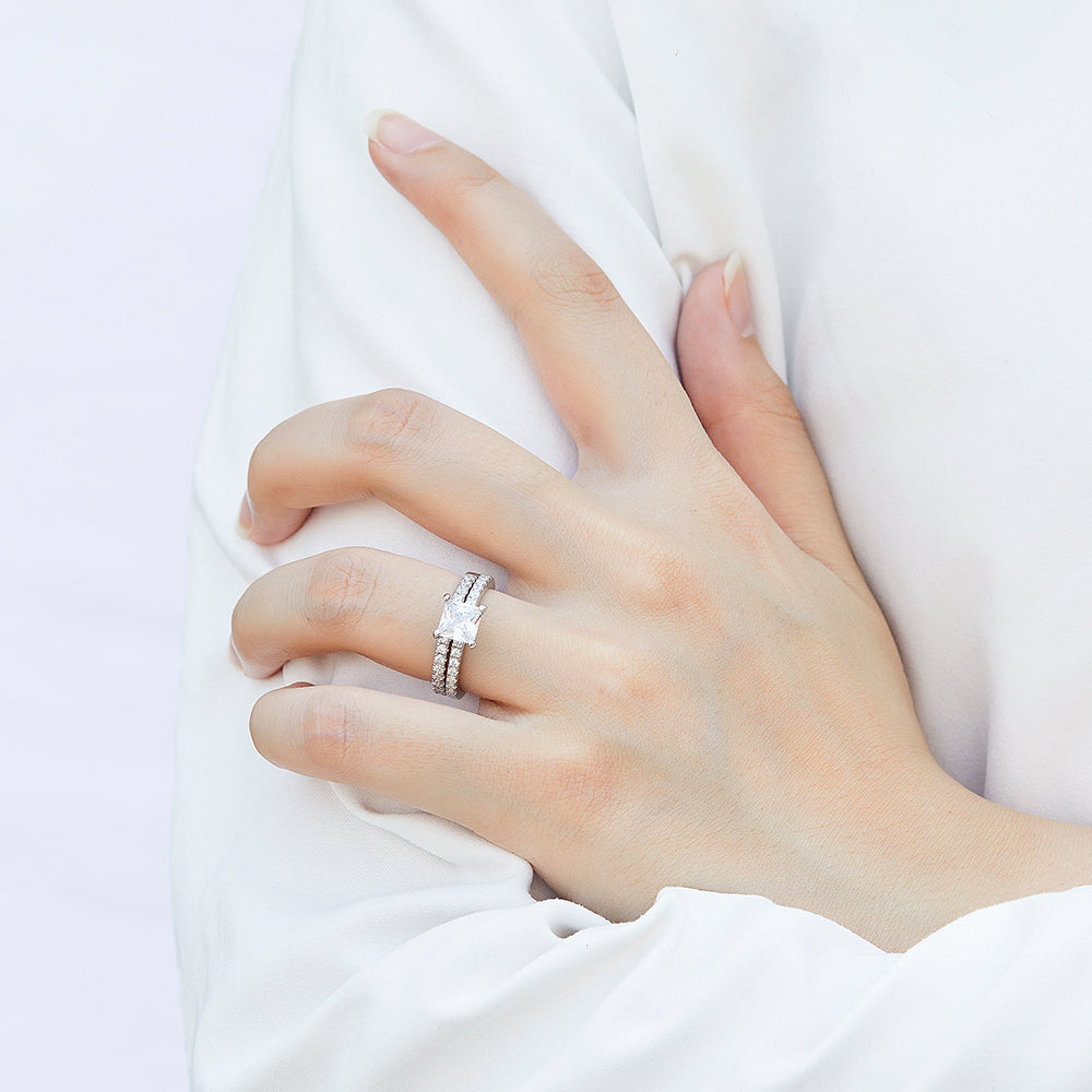 The Emma - Silver Wedding Ring Set