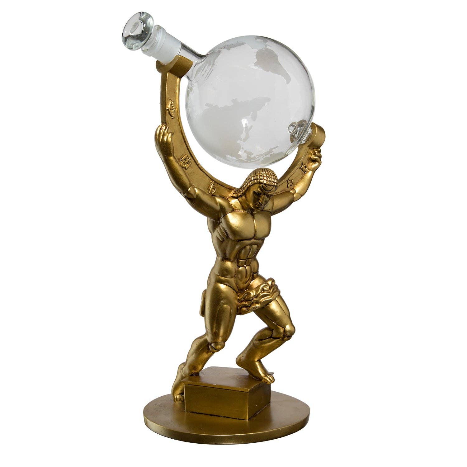 Atlas Bronze World Whiskey Decanter Globe - 15" Tall