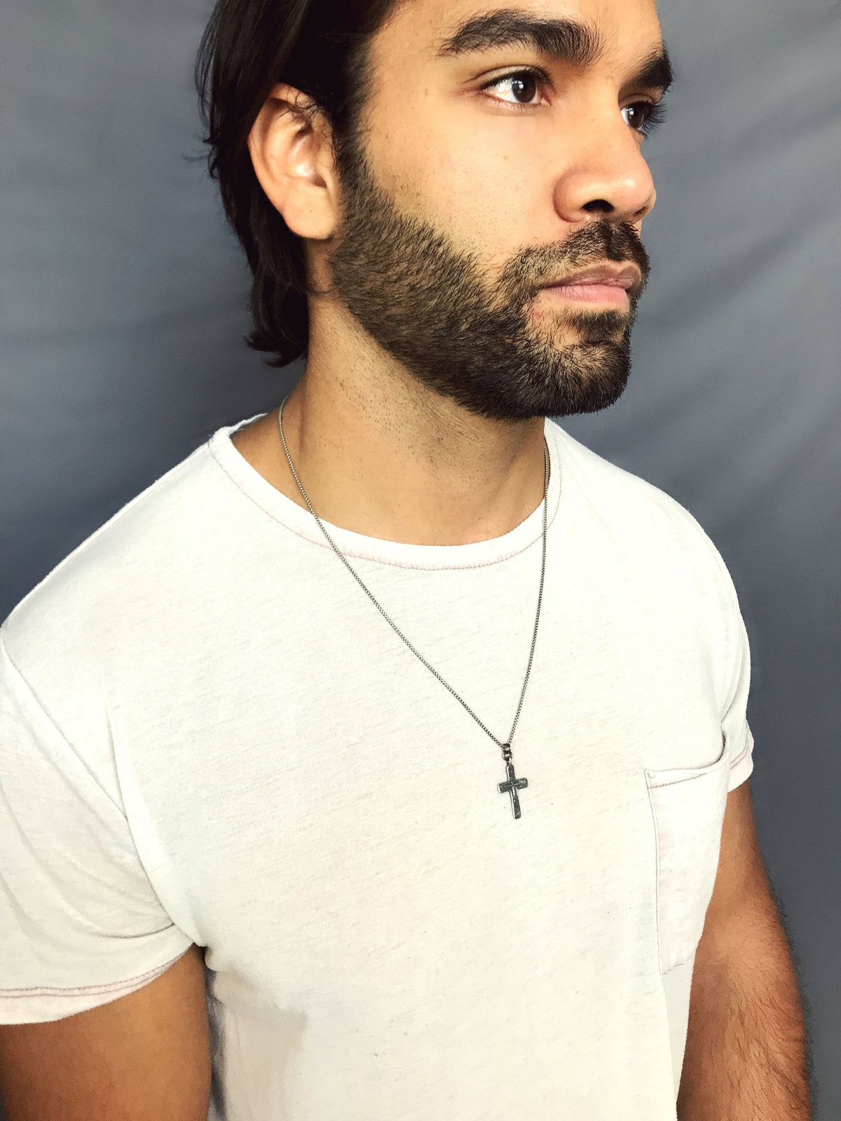 Sterling Silver Men&#39;s Cross Necklace, A Johnny LTD Original Piece with Cross made from Ancient Medieval Original, Unisex Jewelry, SS-002