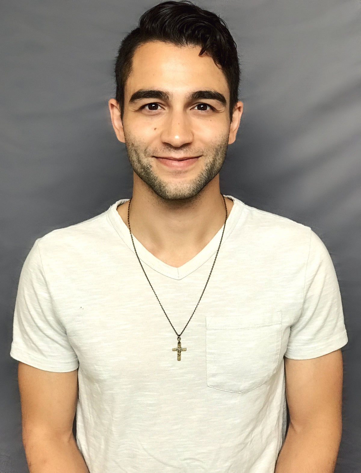 Brass Men&#39;s Necklace with Bronze Cross made from Ancient Medieval Mold