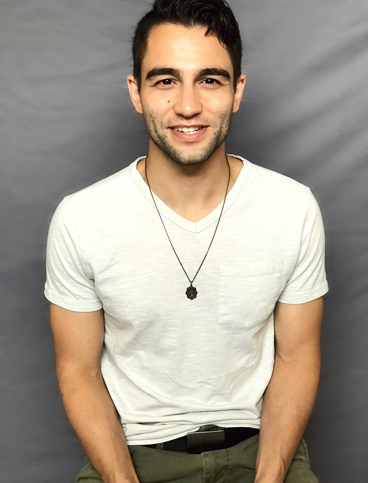 Men&#39;s Necklace, Vintage Style St. Christopher, Protection, Protect Us, Patron of travelers, 20 or 24 inches, Antiqued Brass, BR-008