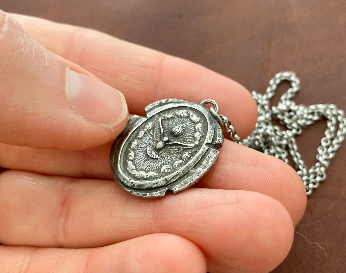 Men&#39;s Necklace with Dove Holy Spirit Wax Seal Medal, Unisex necklace, Catholic Jewelry, `