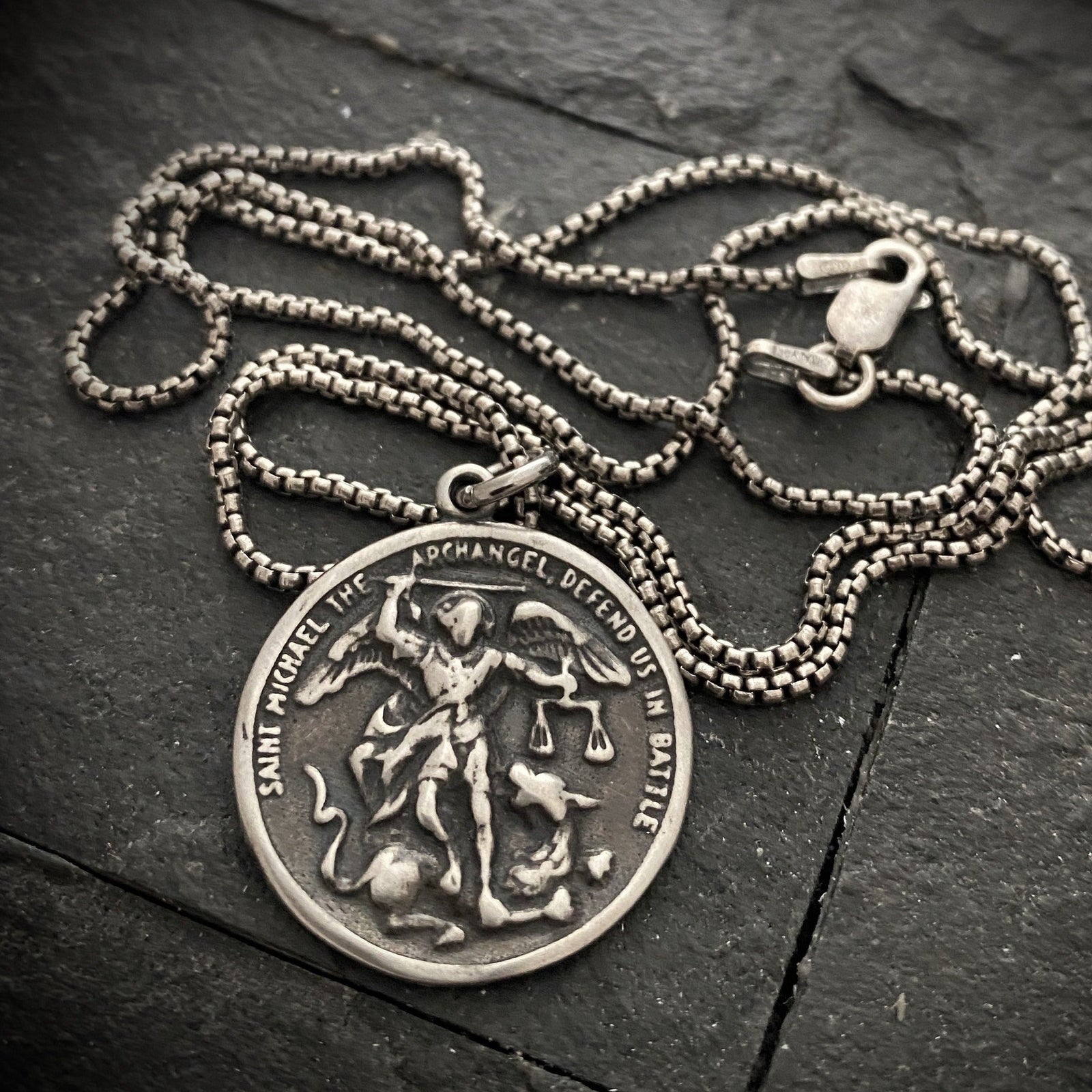 St michael necklace silver deals