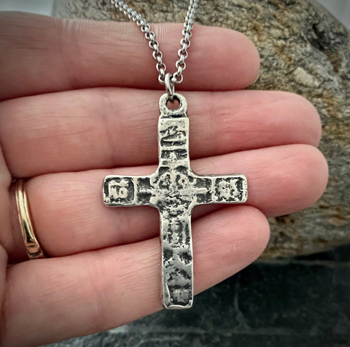 Ancient Cross Men&#39;s Necklace, Unisex Necklace, Cross, Medieval Cross, Mens Fashion, 20 or 24 in chain, ST-017