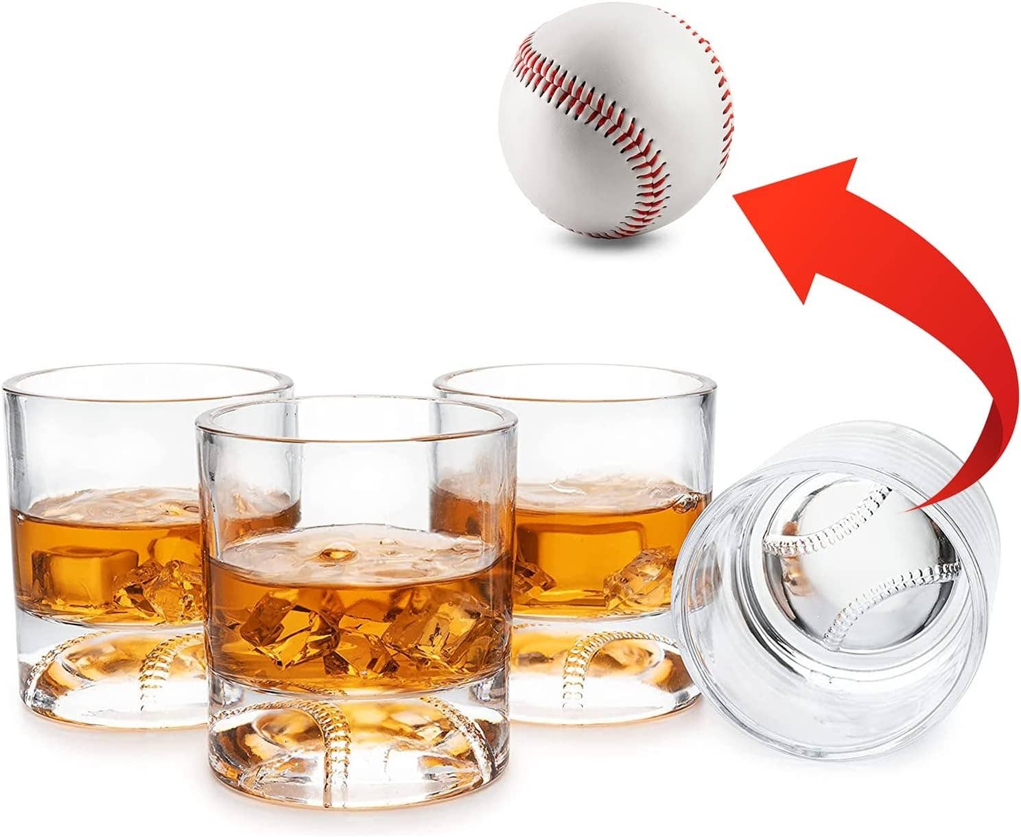 Baseball Whiskey Glasses Set of 4 - 12oz
