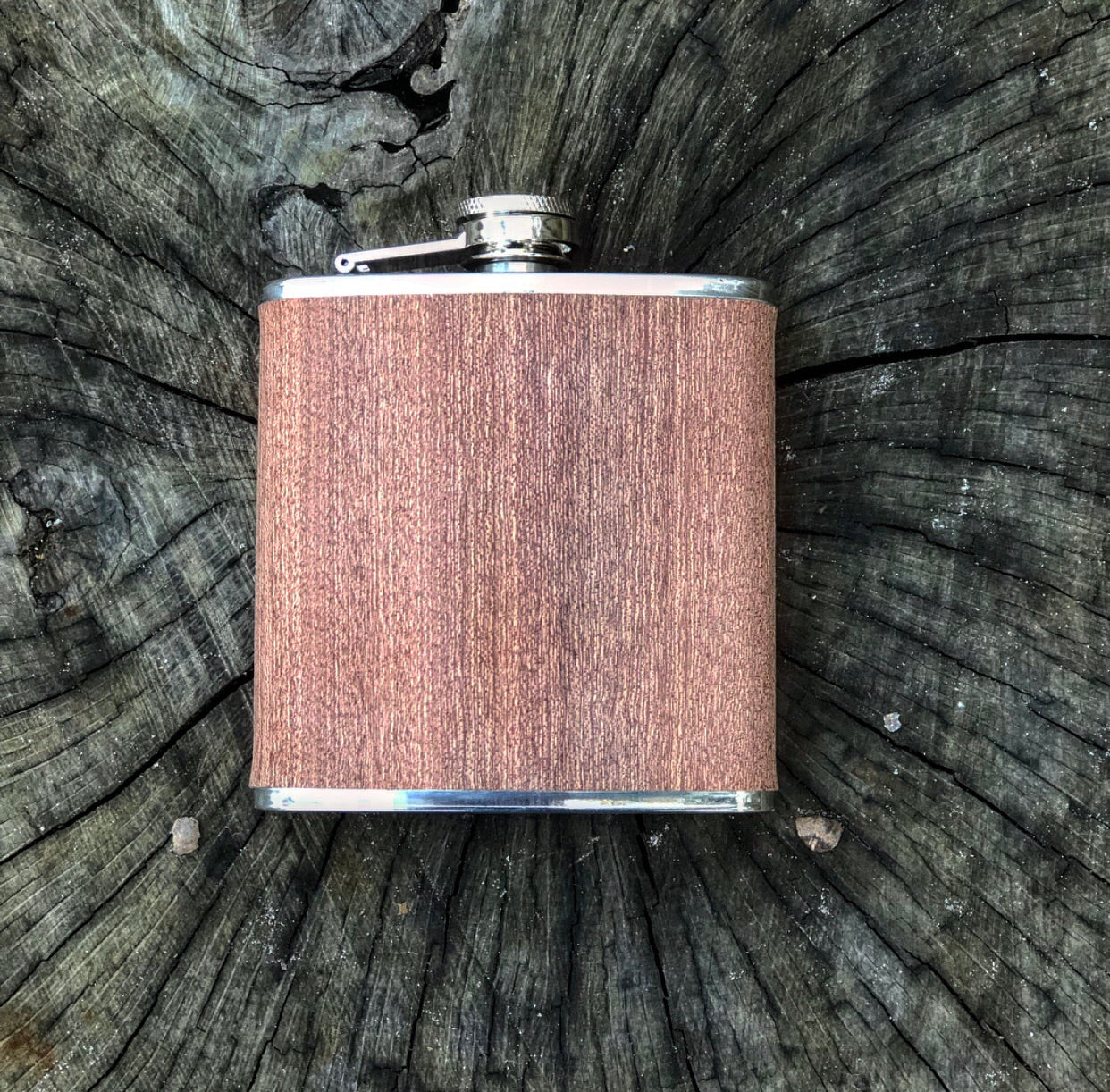 Sapele Wood Wrapped Flask- 6 oz