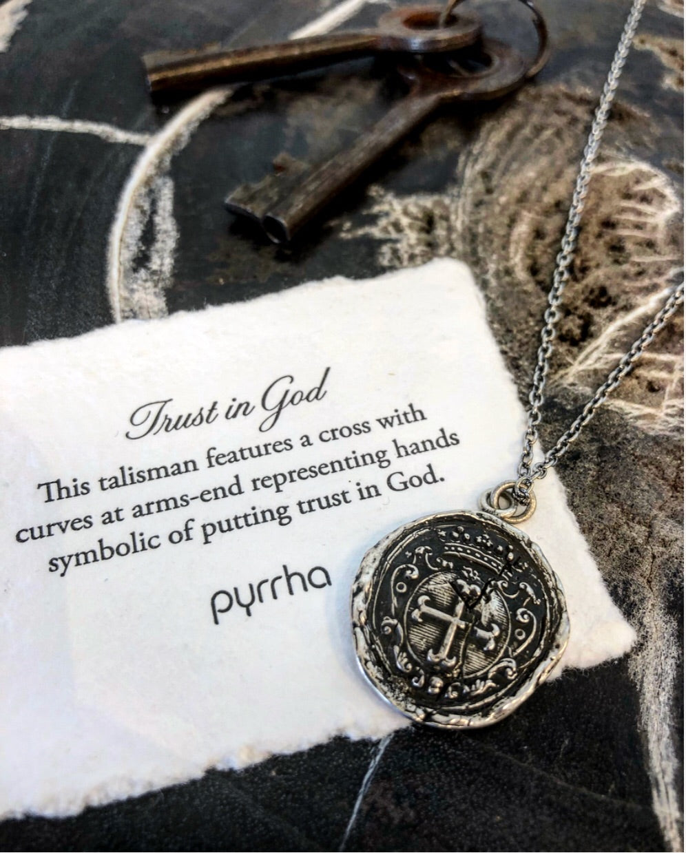 “Trust in God” Silver Talisman - Pyrrha