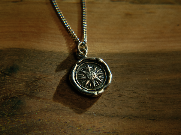 compass rose direction silver talisman