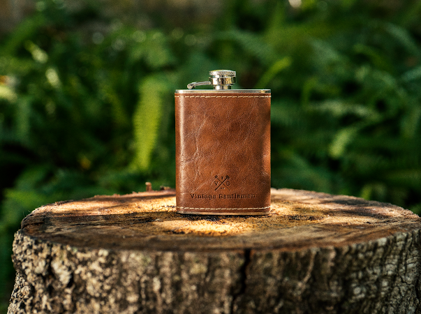 leather wrapped flask