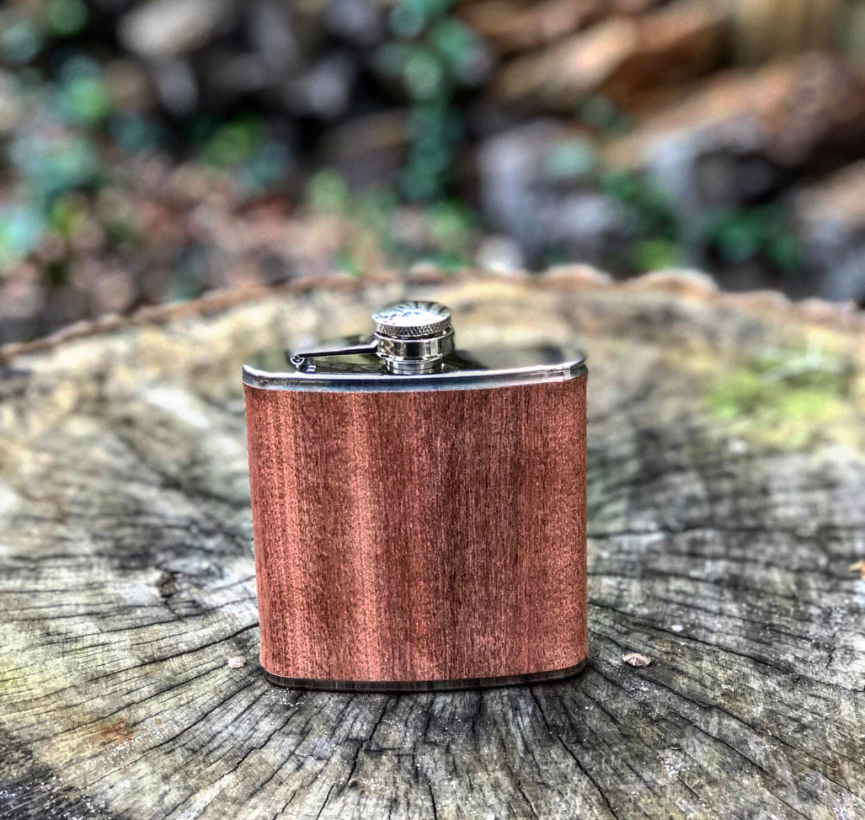 Sapele Wood Wrapped Flask- 6 oz