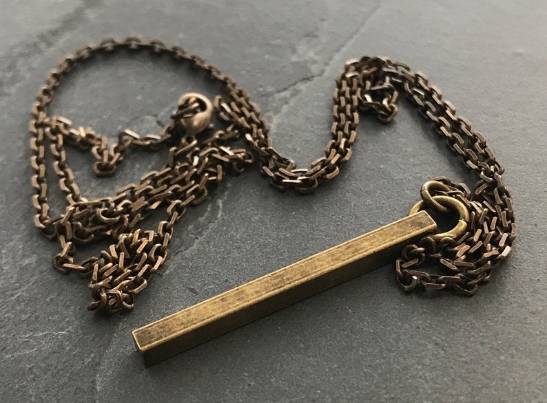 Brass Bar Pendant And Necklace