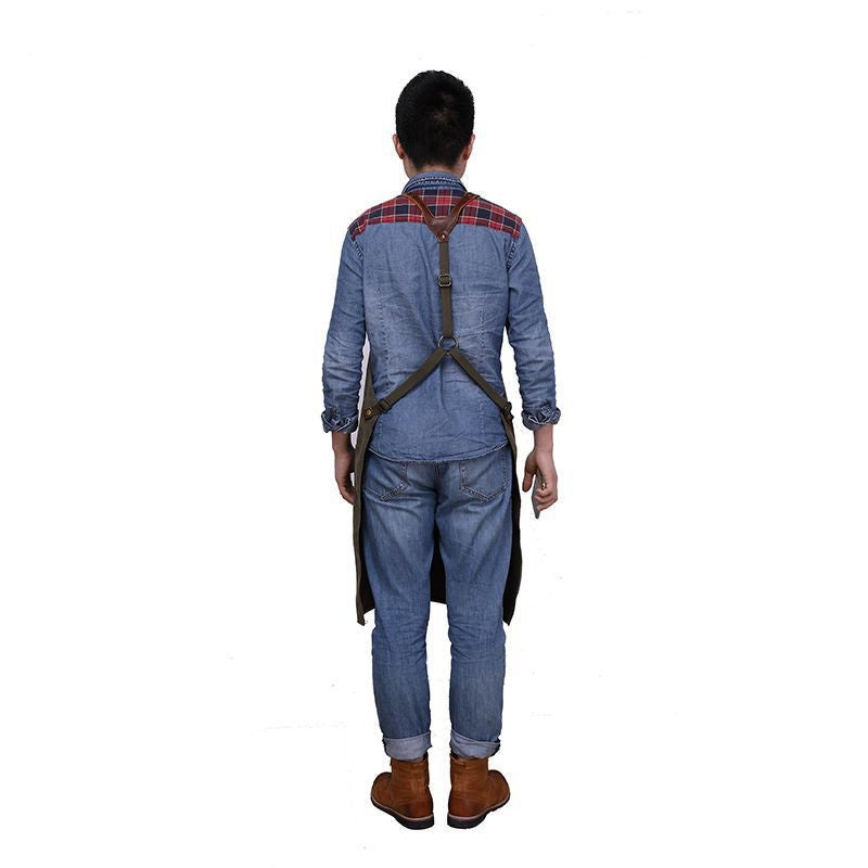Leather And Waxed Canvas Apron- Bartender | Barista | Craftsman Apron