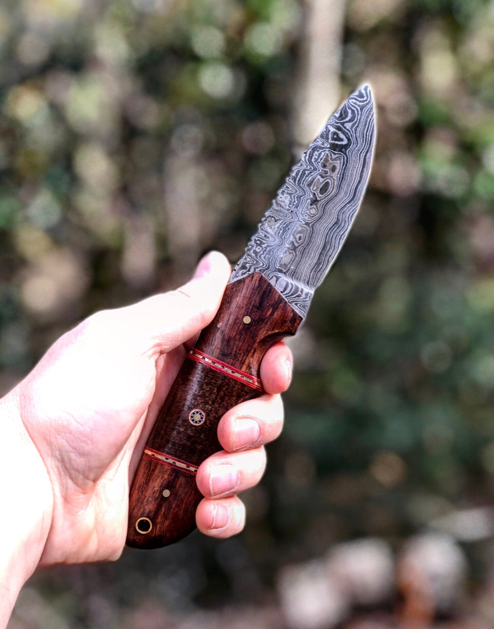 rosewood handle damascus knife